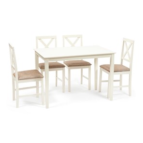 Обеденный комплект Хадсон (стол + 4 стула) id 13692 ivory white (слоновая кость) арт.13692 в Грозном